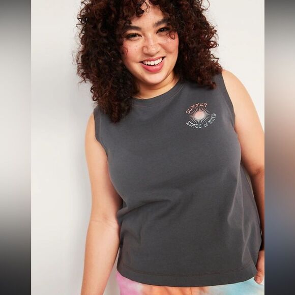 Old Navy XS Grey Graphic summer state of mind muscle tank - Picture 2 of 6